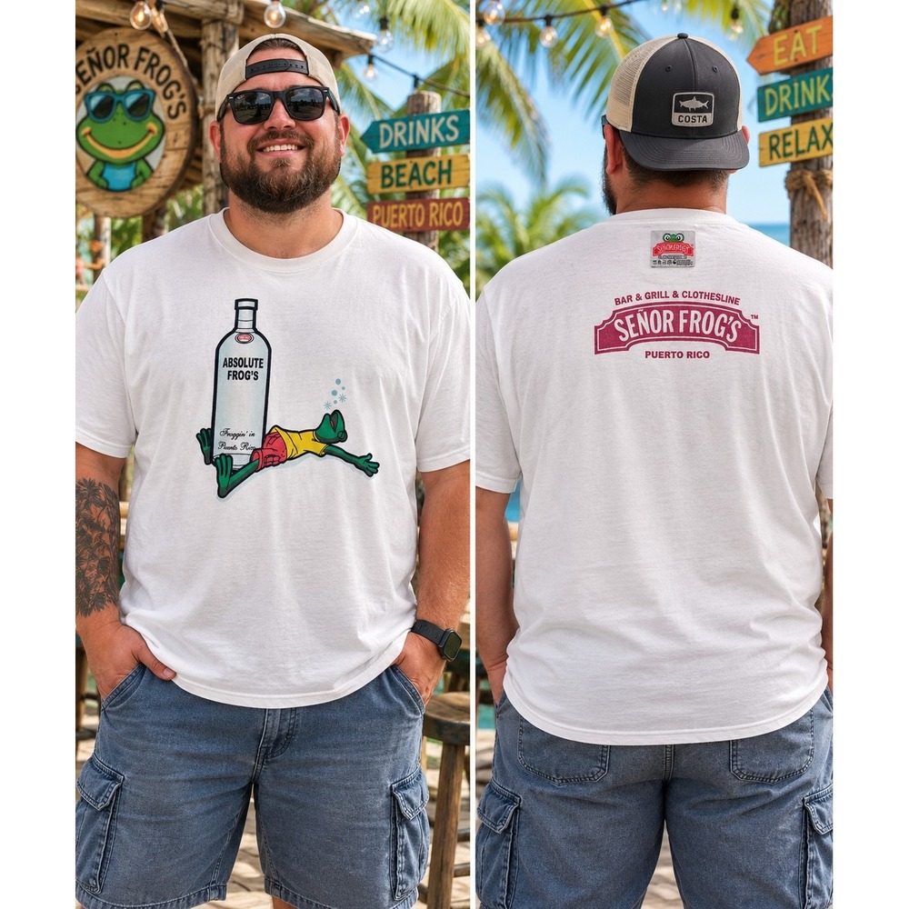 Vintage Señor Frog's Puerto Rico Absolute Frog's Graphic T Shirt Y2K Rags